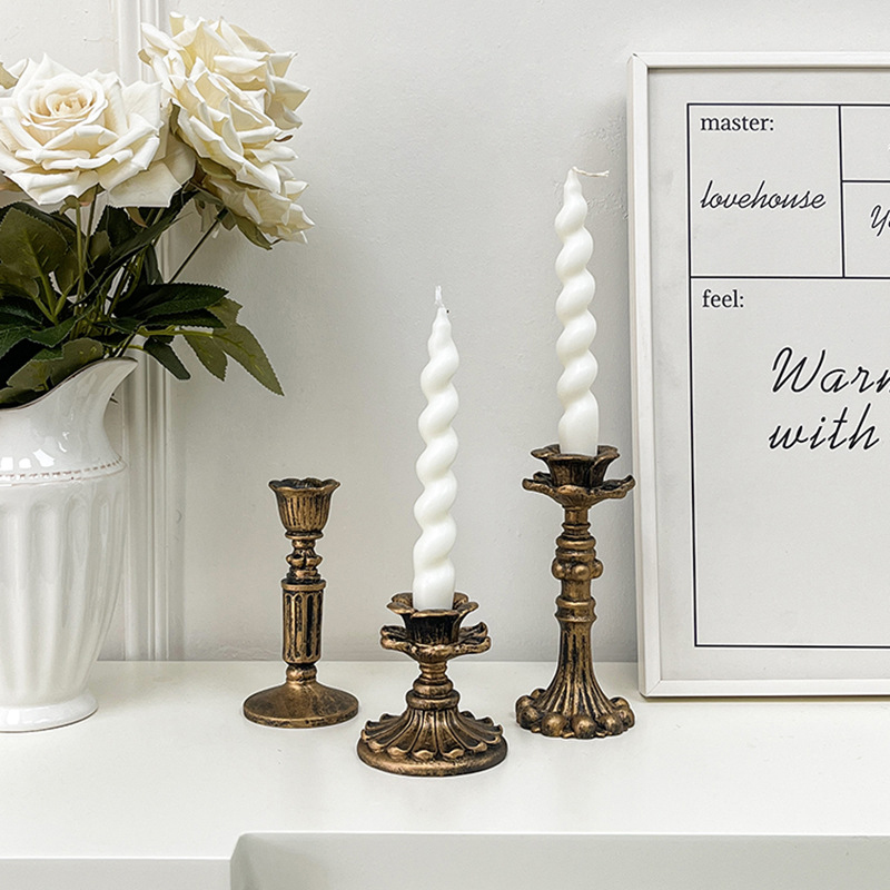 Home Decor Vintage - Candelabro de bronce vintage con figura