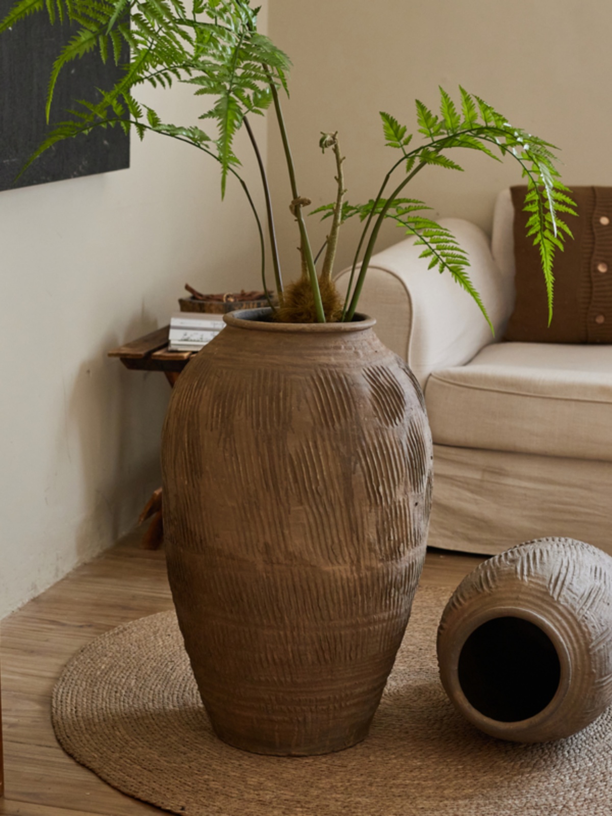 Home Decor Zen Style - Jarrón de Flores Grande de Terracota