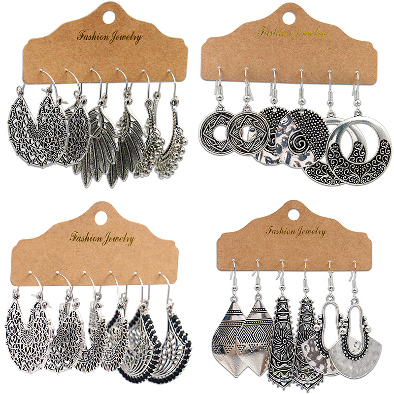Boho Wind Chimes - Pendientes indios colgantes geométricos de aleación