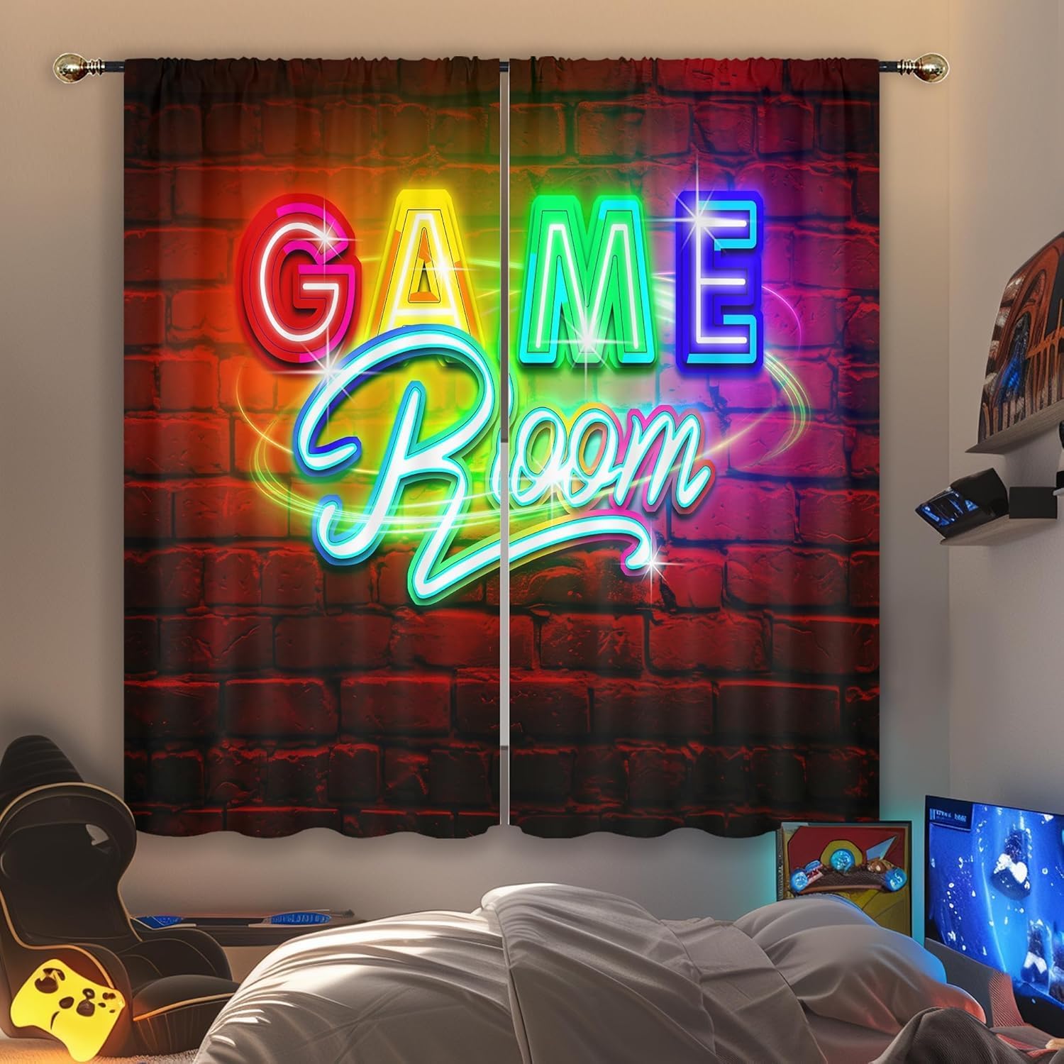 Home Decor Youtube Videos - Cortinas de neón para juegos, cortinas