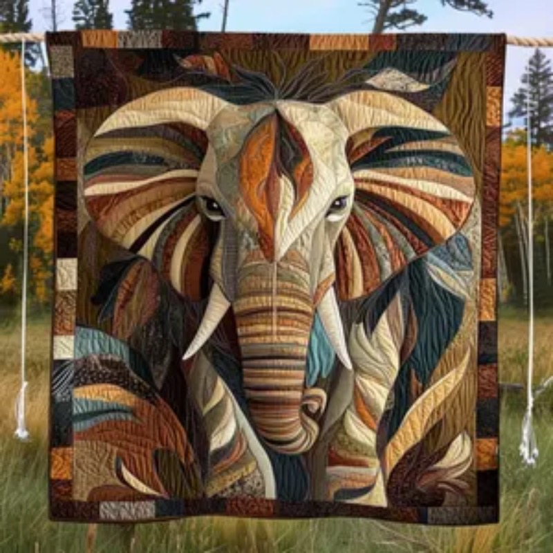 Neutral Throw Blanket - Edredón de elefante – Manta acolchada
