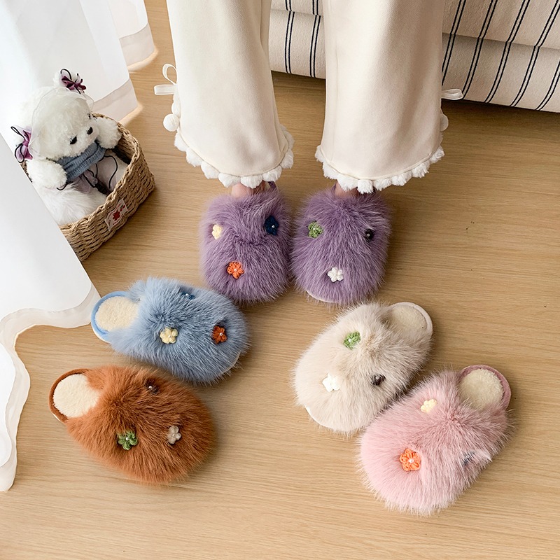 Home Decor Flowers - Pantuflas de Algodón para Mujer, Cálidas