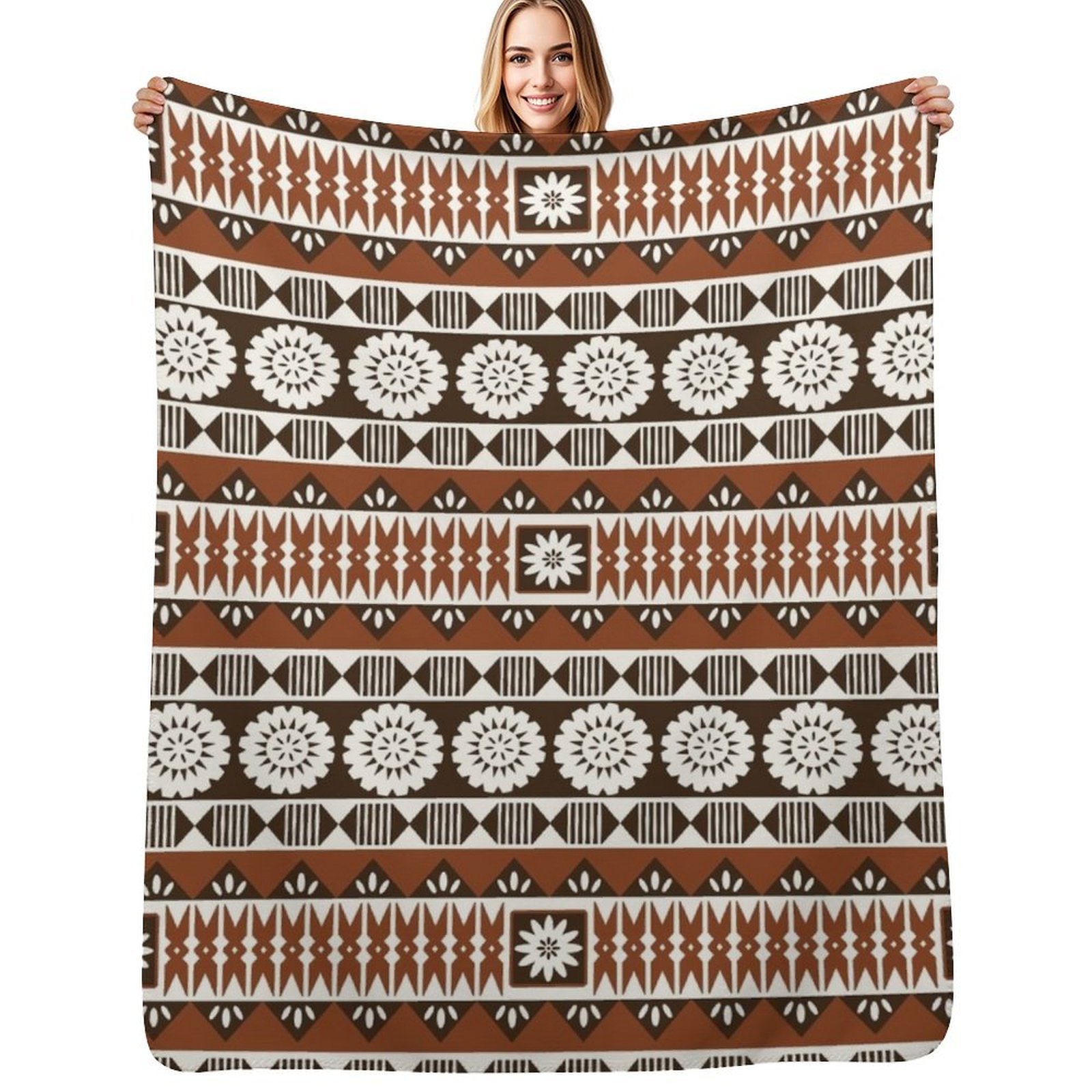 Neutral Throw Blanket - Fijian Masi 2 - Manta neutra