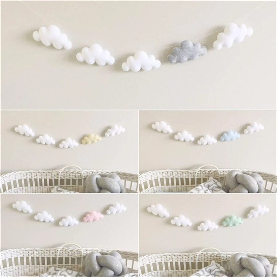 Home Decor Garland - Guirnaldas de nubes de fieltro nórdico,