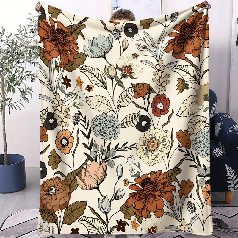 Manta de lana con estampado fl - Neutral Throw Blanket reseña y precio