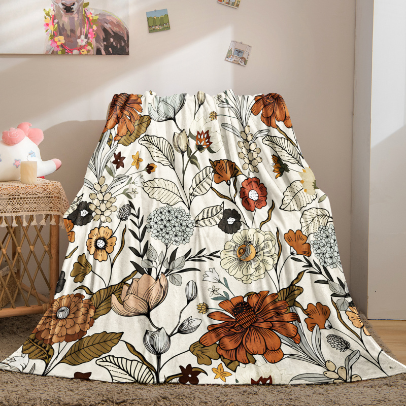 Manta de lana con estampado fl - Neutral Throw Blanket reseña y precio