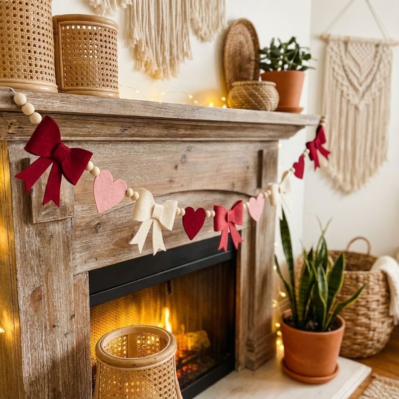 Guirnalda de fieltro de corazó - Home Decor Garland reseña y precio