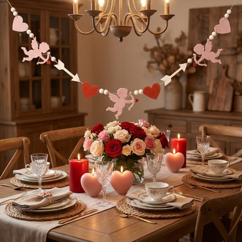 Guirnalda de fieltro de corazó - Home Decor Garland reseña y precio