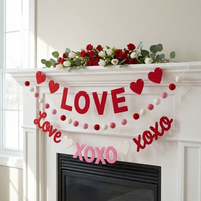 Guirnalda de fieltro de corazó - Home Decor Garland reseña y precio