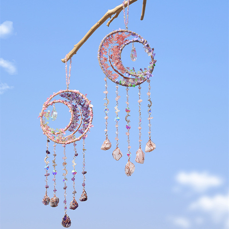 Cristal púrpura amatista cuarz - Boho Wind Chimes reseña y precio